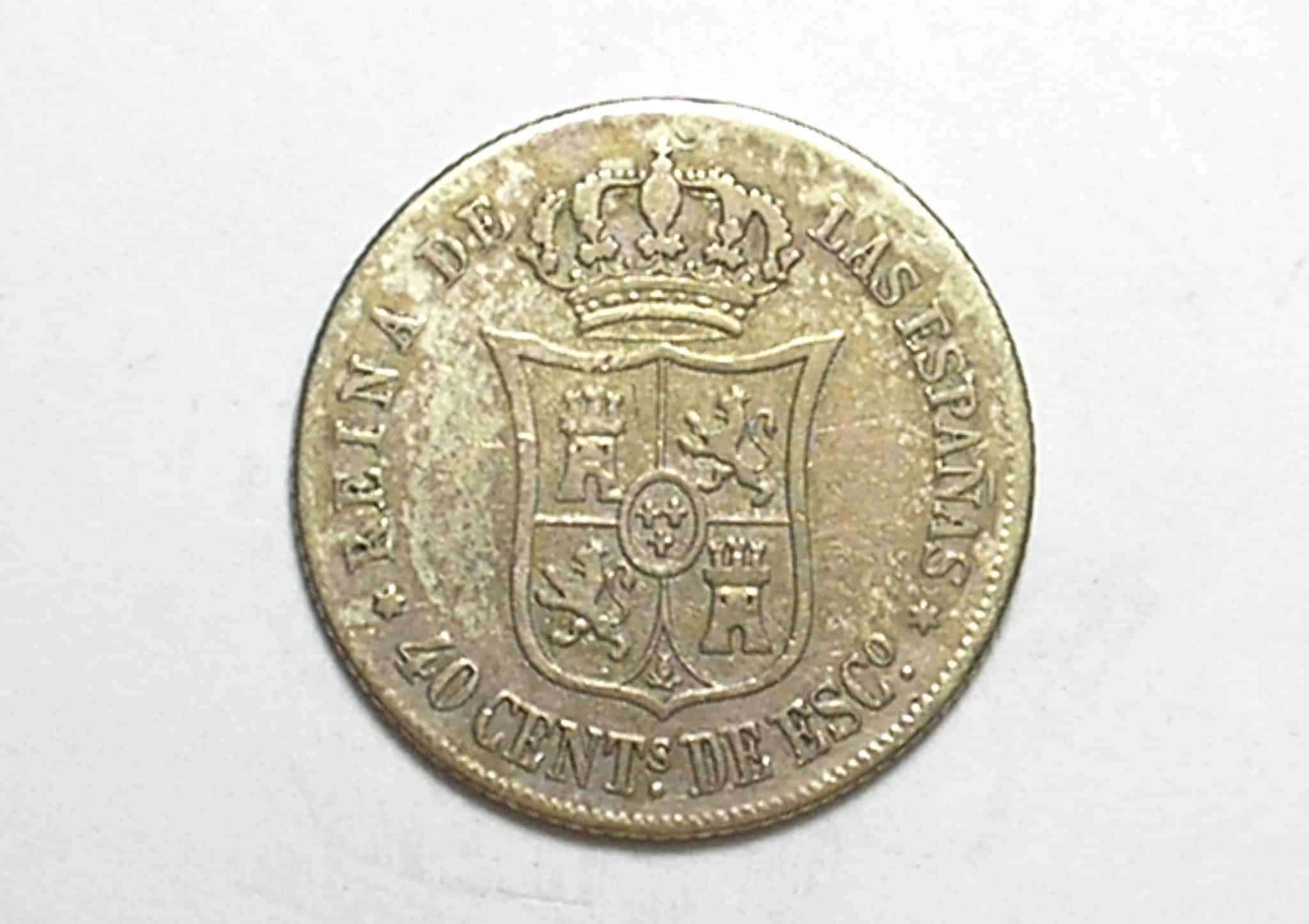 | Casa do Colecionador Espanah) 40 Centimos - 1864 / Isabel 2ª / Prata / Mbc / M600