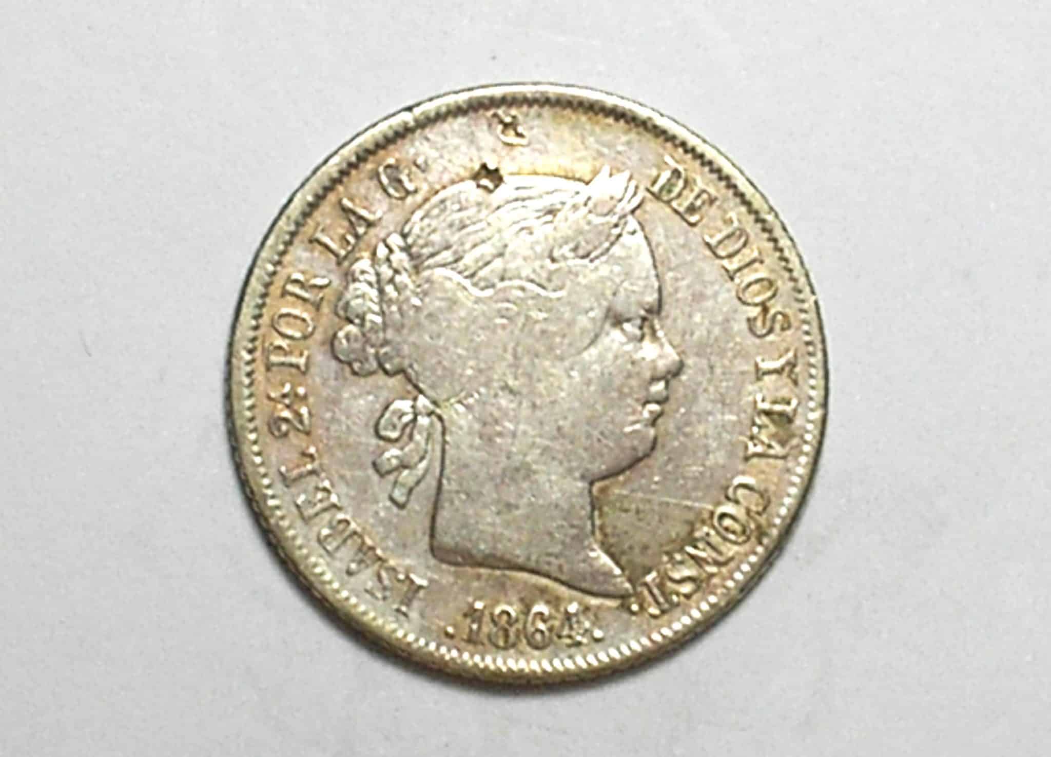 | Casa do Colecionador Espanah) 40 Centimos - 1864 / Isabel 2ª / Prata / Mbc / M600