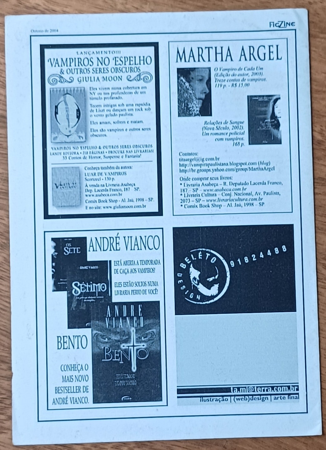 | Casa do Colecionador Ficzine Zine de literatura fantástica 2 2004. Vampiro.