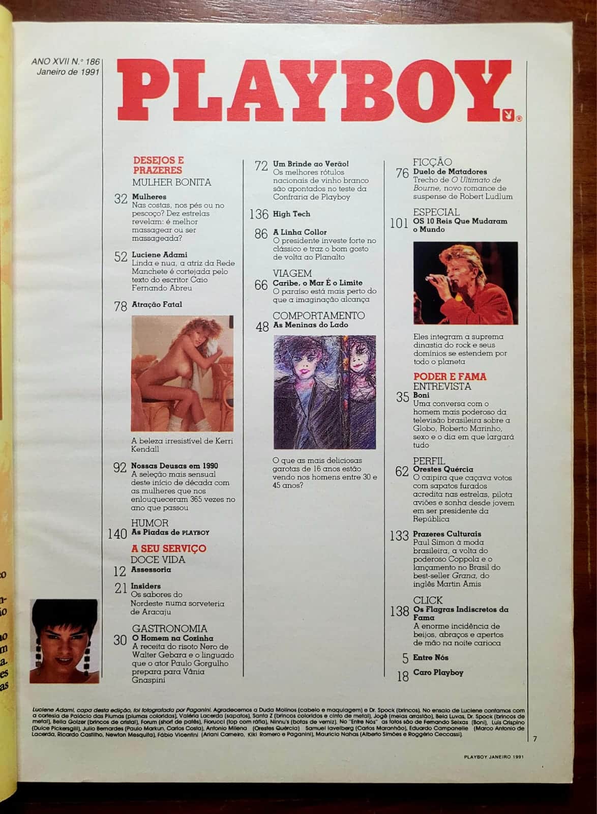 | Casa do Colecionador Playboy Nº 186 | Janeiro/1991 | Luciene Adami | Exemplar de Assinante | Pôster de Kerri Kendall