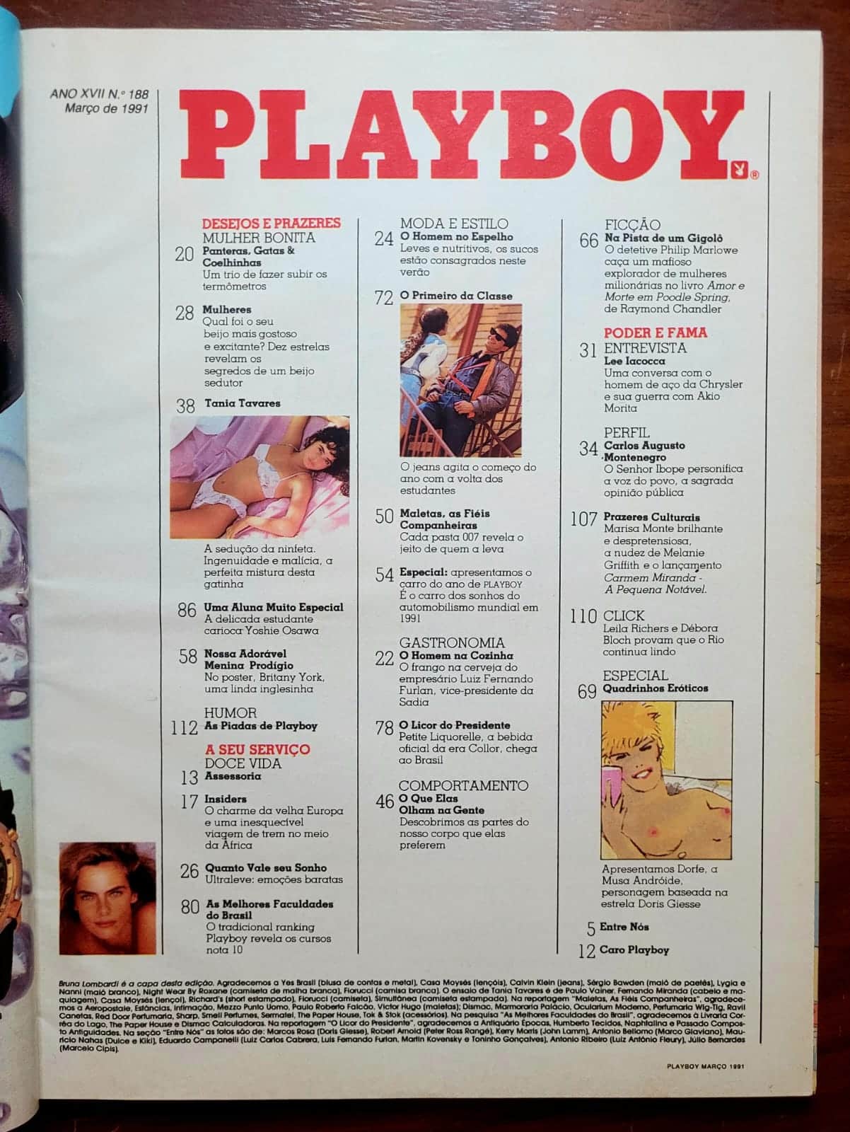 | Casa do Colecionador Playboy Nº 188 | Março/1991 | Bruna Lombardi | Edição Dupla | Suplemento Especial de 32 Páginas