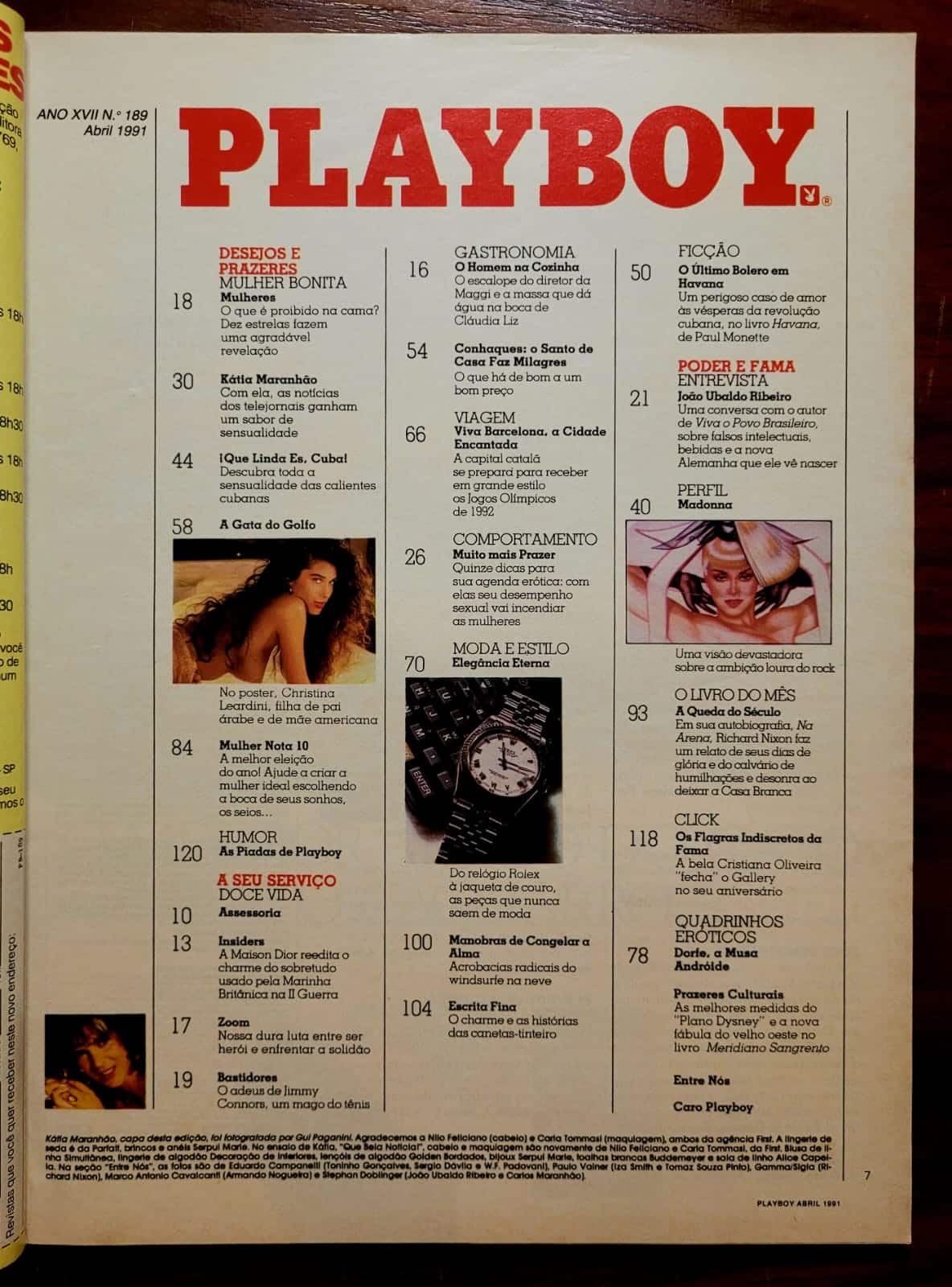 | Casa do Colecionador Playboy Nº 189 | Abril/1991 | Kátia Maranhão - A Doçura do Jornal do SBT | Pôster de Christina Leardini