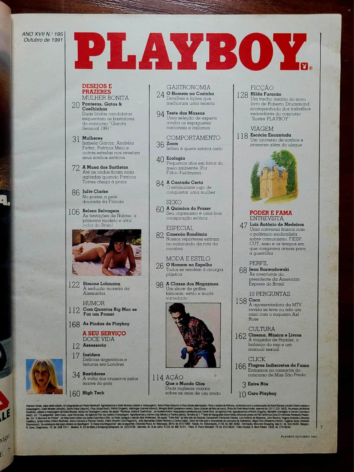 | Casa do Colecionador Playboy Nº 195 | Outubro/1991 | Patrícia Torres | Exemplar de Assinante | Pôster Julie Clarke Presente
