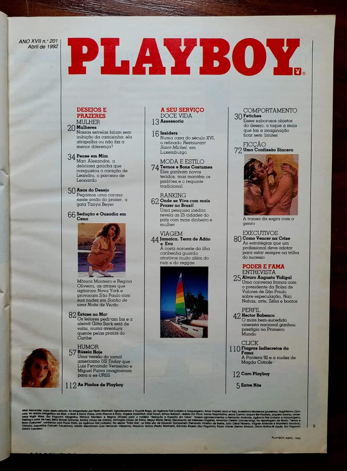 | Casa do Colecionador Playboy Nº 201 | Abril/1992 | Mari Alexandre - Primeiro ensaio Nu | Exemplar de Assinante | Pôster de Tanya Beyer