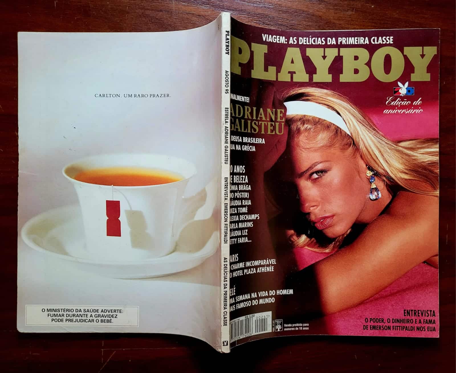 | Casa do Colecionador Playboy Nº 241 | Agosto/1995 | Adriane Galisteu | Edição de Aniversário 20 Anos | Pôster Original Presente