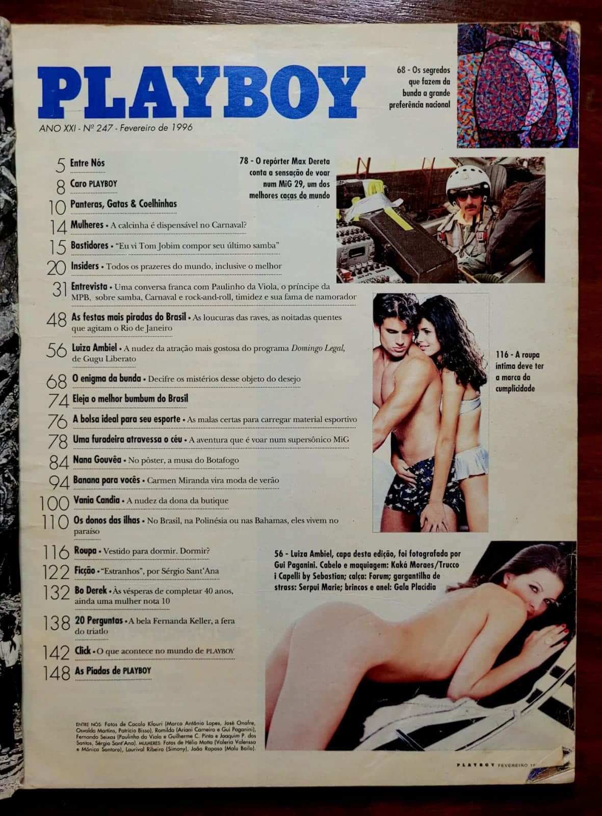 | Casa do Colecionador Playboy Nº 247 | Fevereiro/1996 | Luiza Ambiel | Exemplar de Assinante | Pôster de Nana Gouvêa, Musa do Botafogo