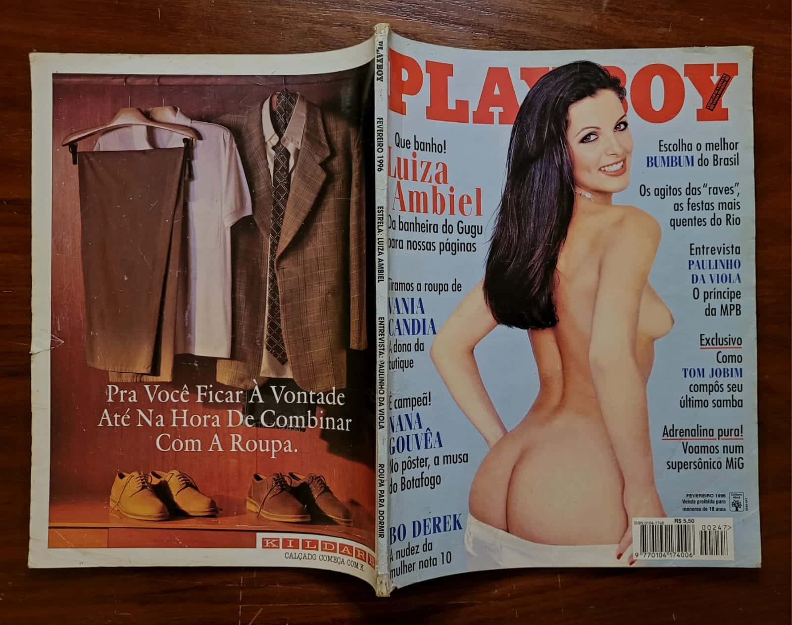 | Casa do Colecionador Playboy Nº 247 | Fevereiro/1996 | Luiza Ambiel | Exemplar de Assinante | Pôster de Nana Gouvêa, Musa do Botafogo