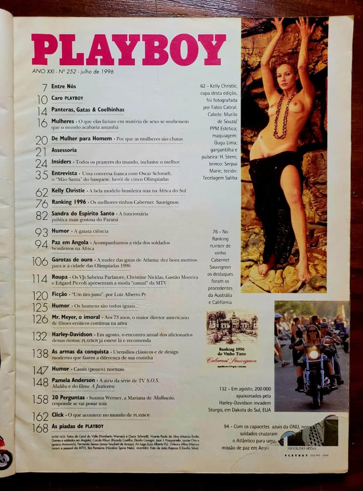 | Casa do Colecionador Playboy Nº 252 | Julho/1996 | Kelly Christie - Ensaio na África do Sul | Entrevista com Oscar Schmidt