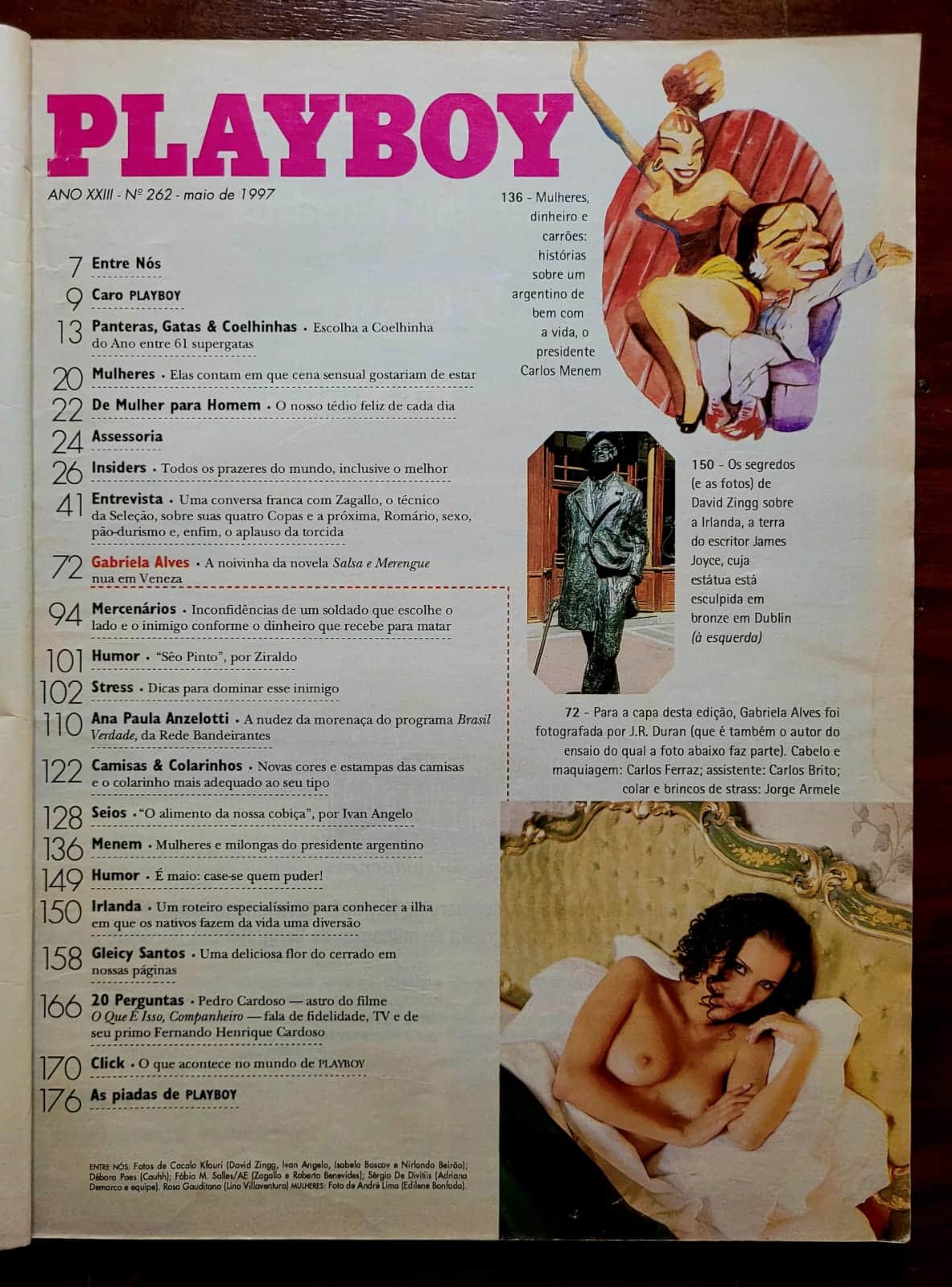| Casa do Colecionador Playboy Nº 262 | Maio 1997 | Gabriela Alves | Votação da Coelhinha do Ano entre 61 Gatas | Exemplar de Assinante