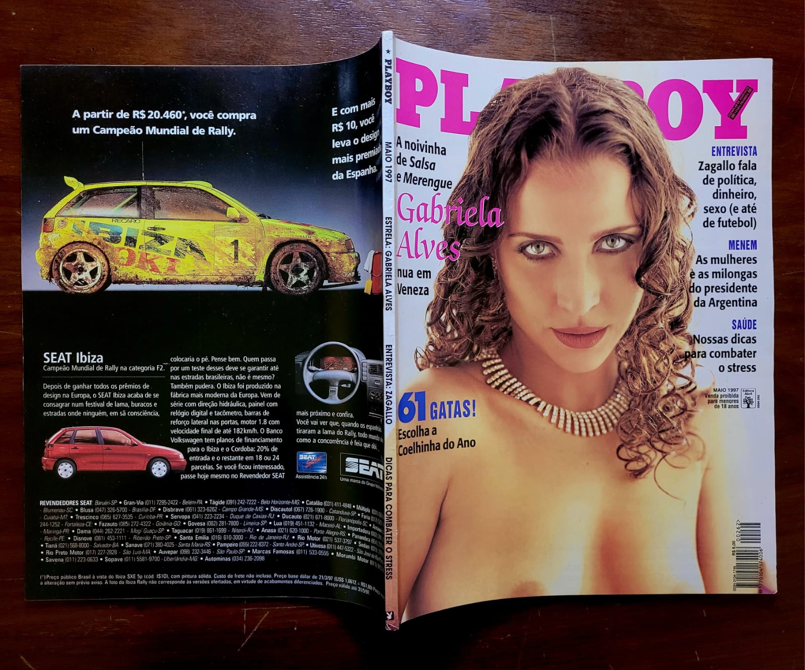 | Casa do Colecionador Playboy Nº 262 | Maio 1997 | Gabriela Alves | Votação da Coelhinha do Ano entre 61 Gatas | Exemplar de Assinante