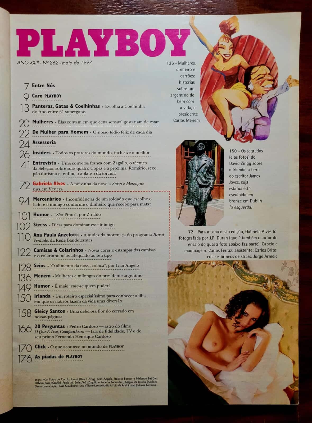 | Casa do Colecionador Playboy Nº 262 | Maio 1997 | Gabriela Alves | Votação da Coelhinha do Ano entre 61 Gatas | Exemplar de Assinante