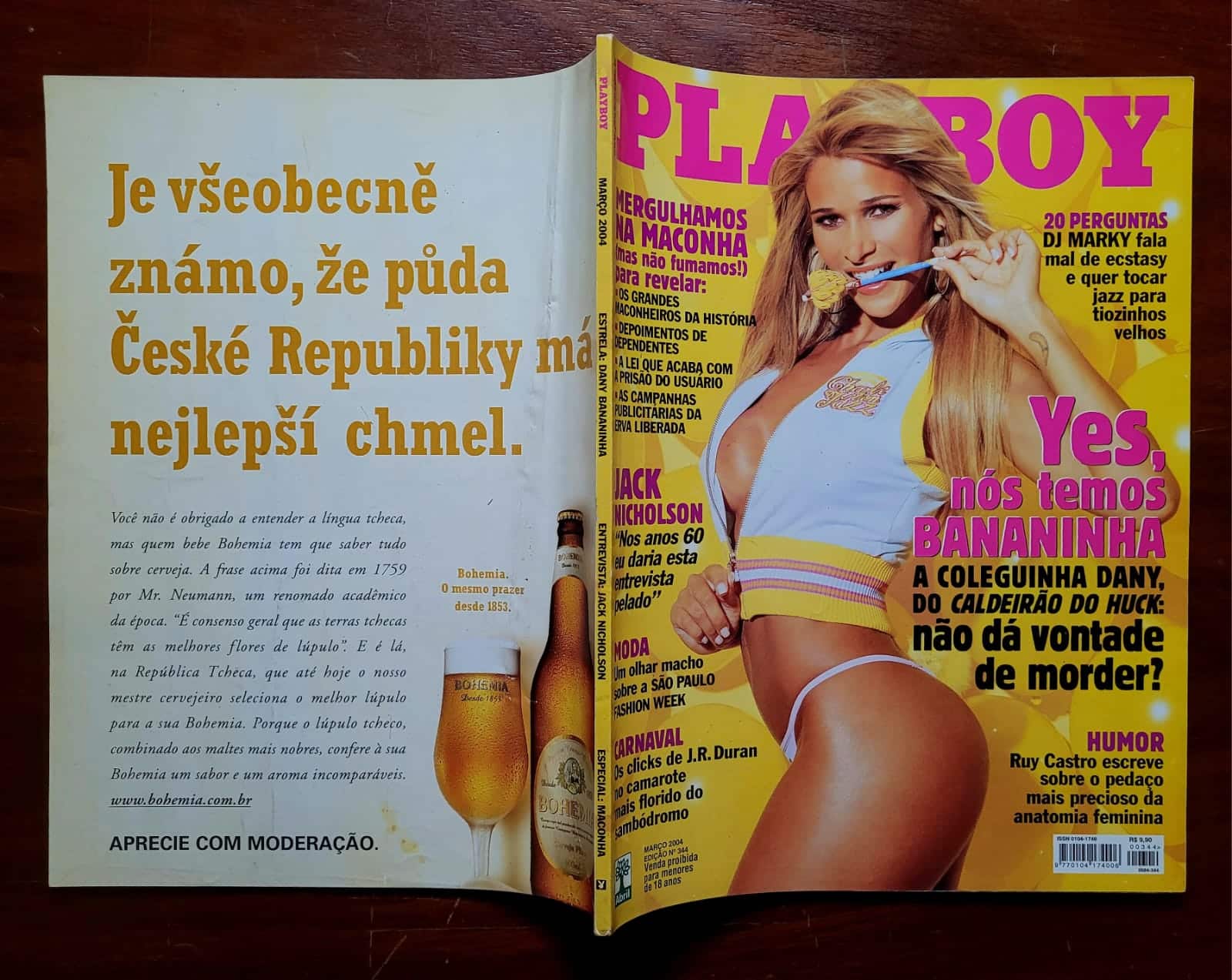 | Casa do Colecionador Playboy Nº 344 | Março/2004 | Dany Bananinha | Caldeirão do Huck | Pôster de Brigita Milinar