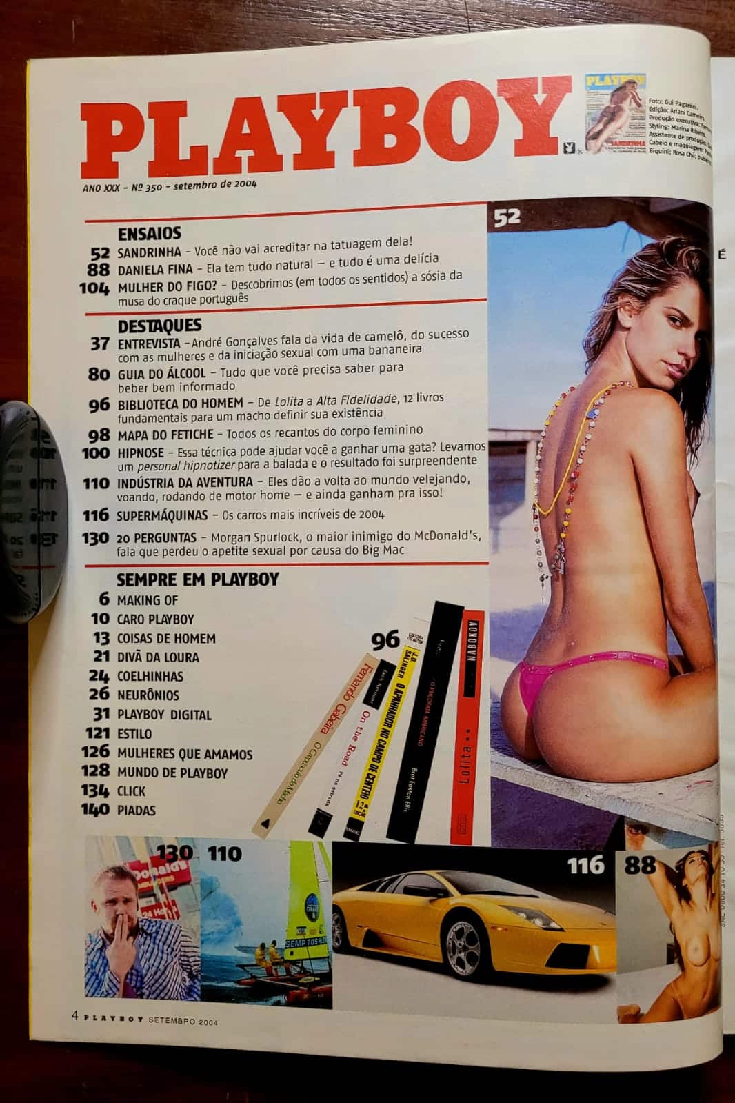 | Casa do Colecionador Playboy Nº 350 | Setembro/2004 | Sandrinha | Caldeirão do Huck | Exemplar de Assinante | Pôster Presente