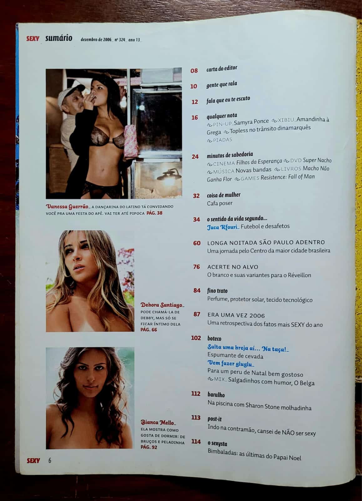 | Casa do Colecionador Revista Sexy Nº 324 | Dezembro/2006 | Vanessa Guerrão | Estreia Nua da Dançarina do Latino