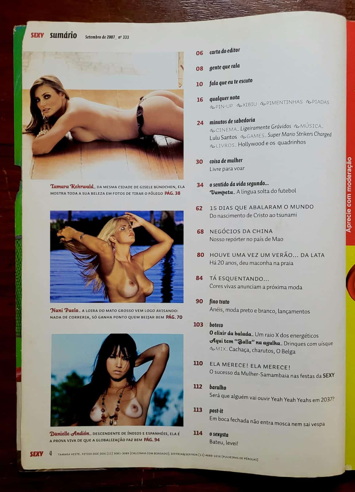 | Casa do Colecionador Revista Sexy Nº 333 | Setembro/2007 | Tamara Kehrwald | Exemplar com Contracapa Ausente
