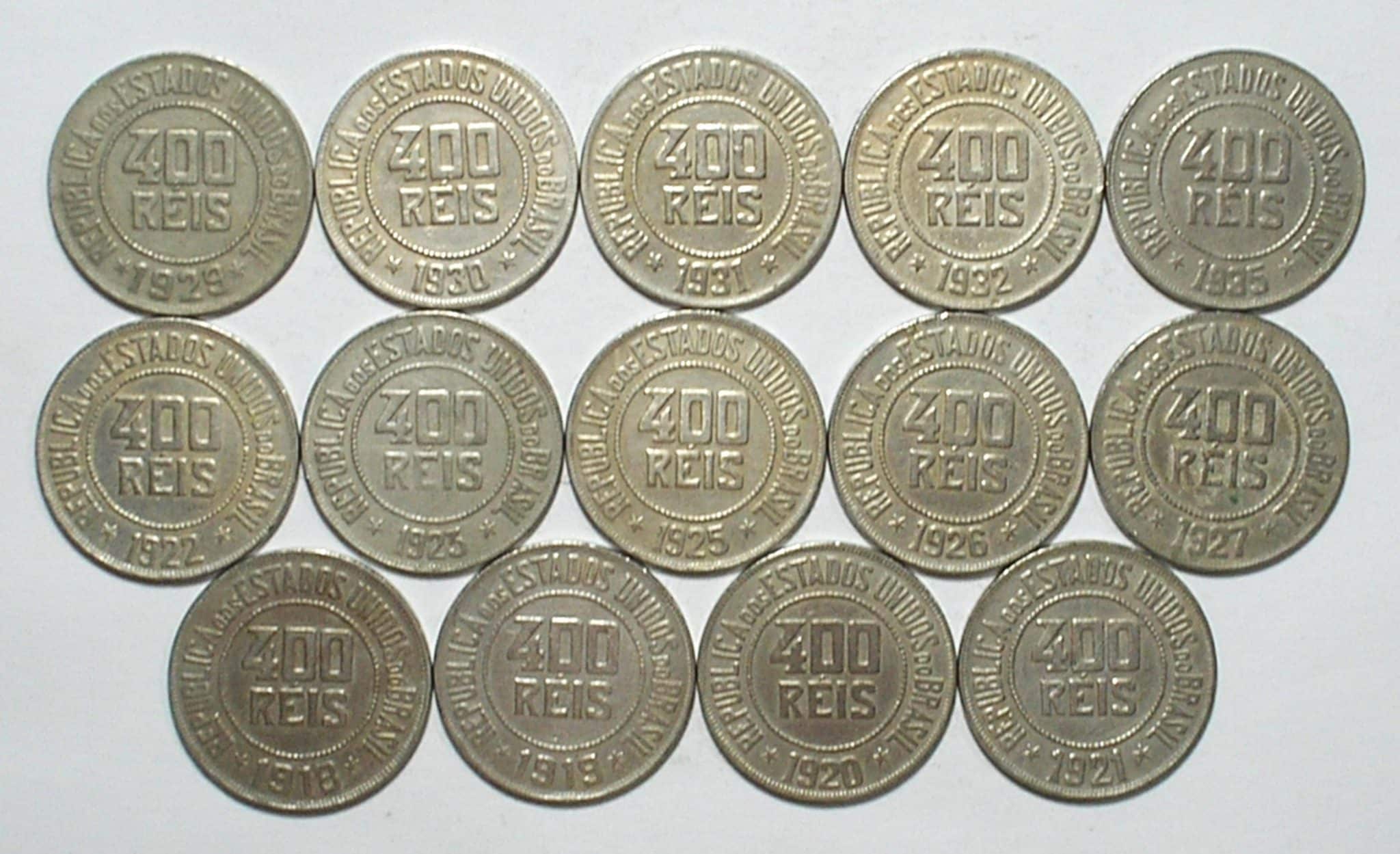 | Casa do Colecionador Série completa de 400 Réis - 1918 A 1935 Com Datas Escassas / Mbc e mais Todas Bonitas peças de coleção
