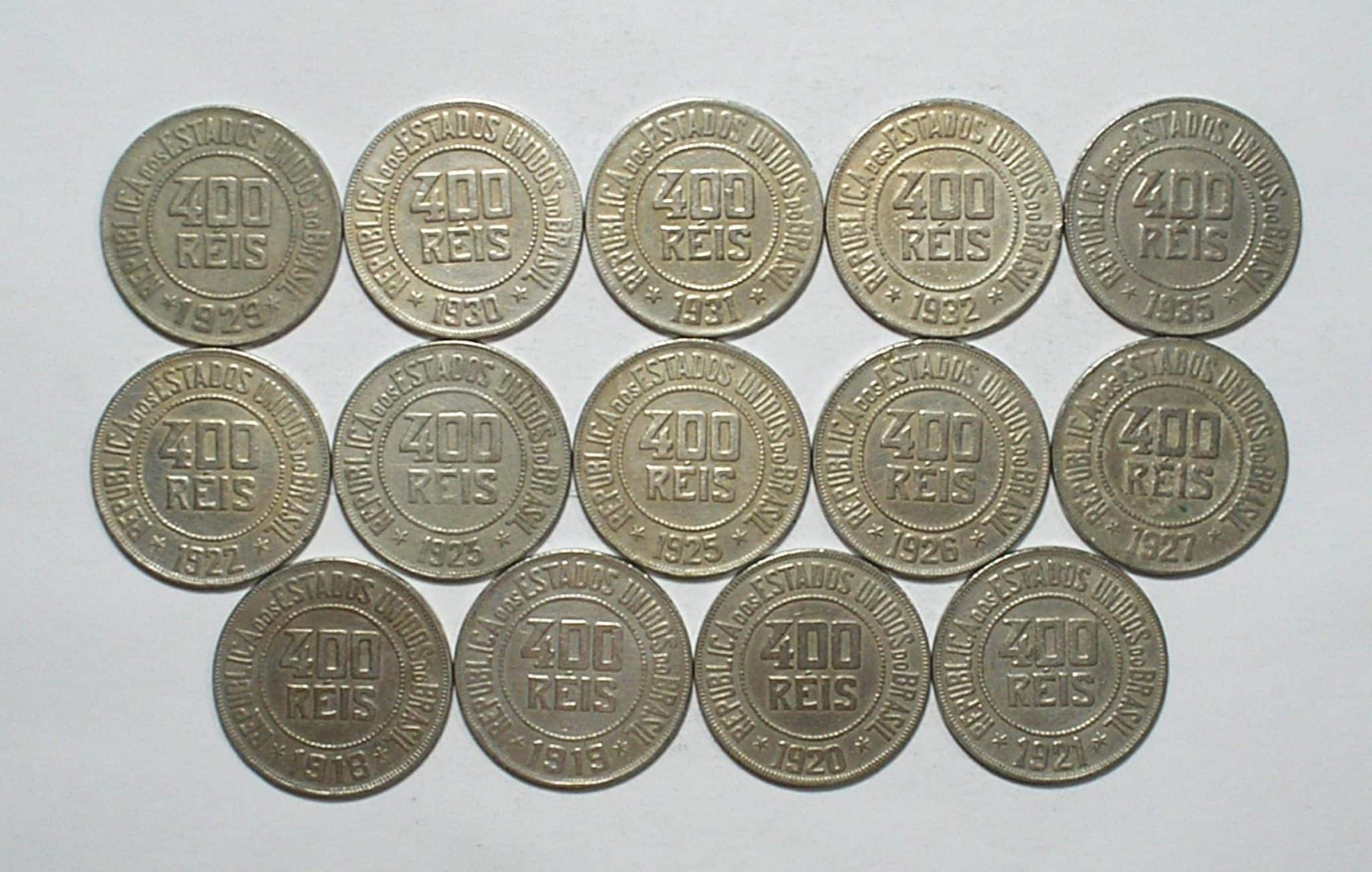 | Casa do Colecionador Série completa de 400 Réis - 1918 A 1935 Com Datas Escassas / Mbc e mais Todas Bonitas peças de coleção
