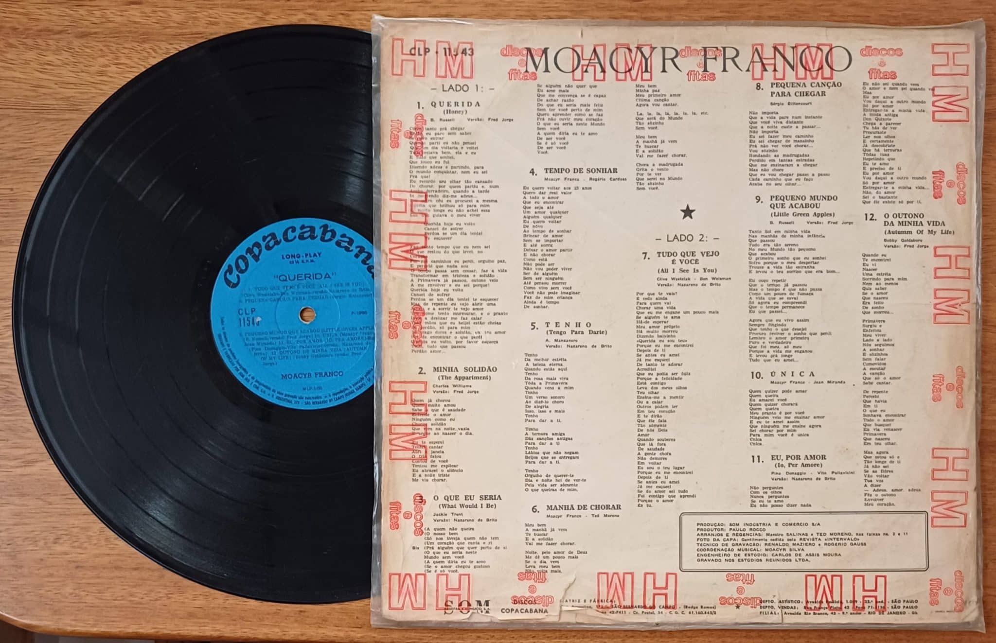 | Casa do Colecionador Vinil lp Moacir franco Querida. Minha solidão Manhã de chorar.