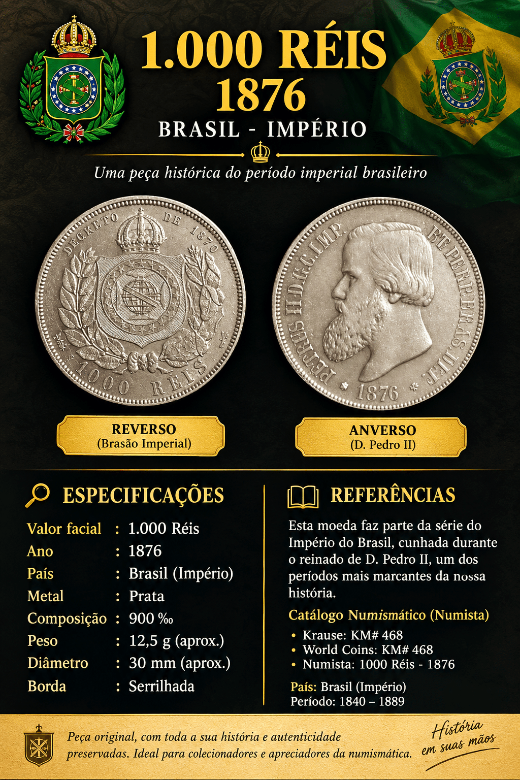 | Casa do Colecionador 1000 Réis 1876 Sku 542