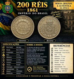 200 Réis 1861 *Escassa* Sku 2348