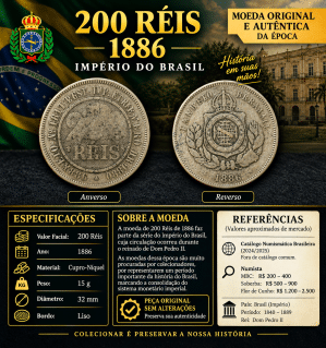 200 Réis 1886 escassa Sku 0208