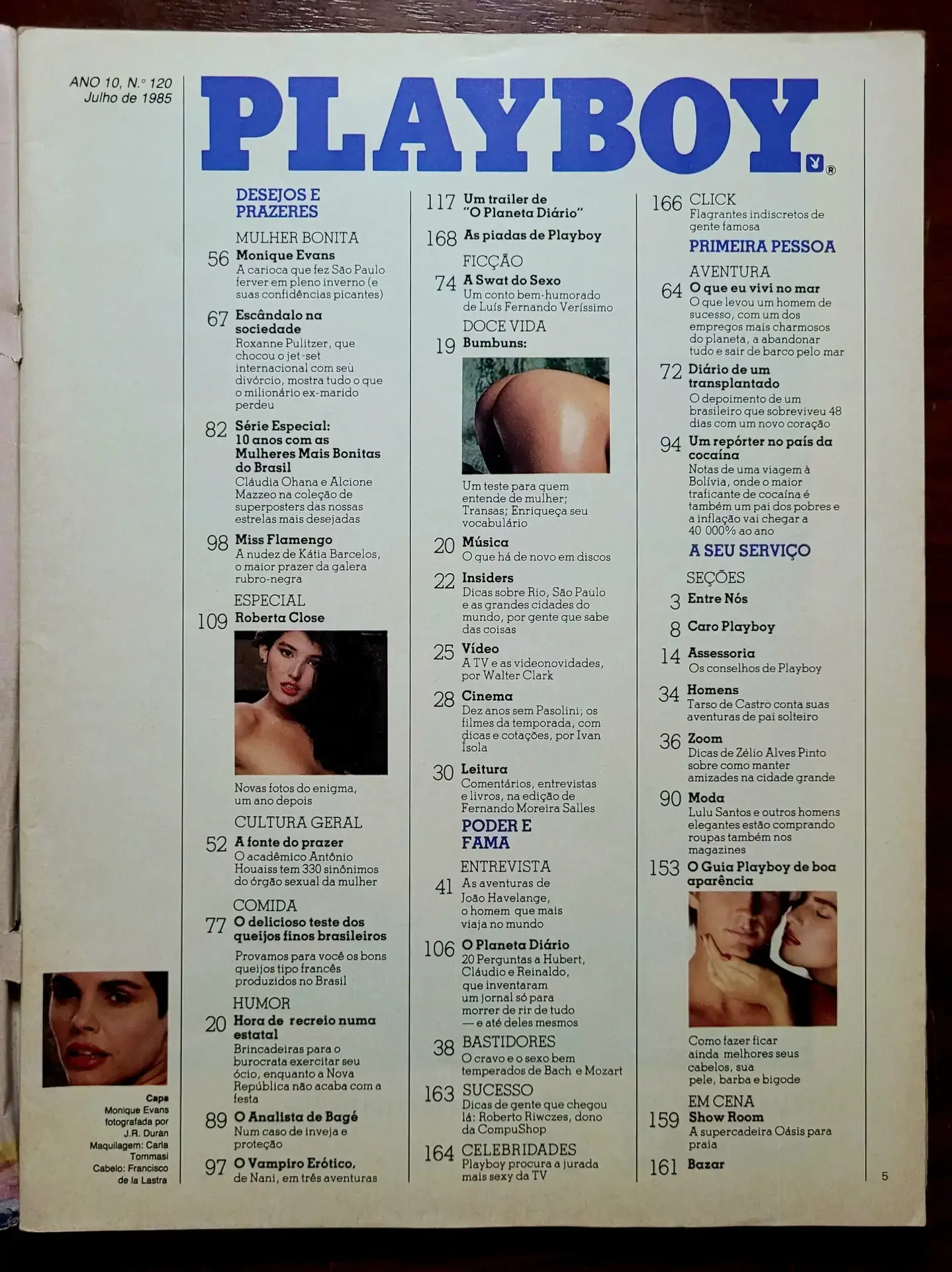 | Casa do Colecionador Playboy Nº 120 | Julho/1985 | Monique Evans | Edição de Banca | Sem Pôster | Estado Regular - Imagem 2