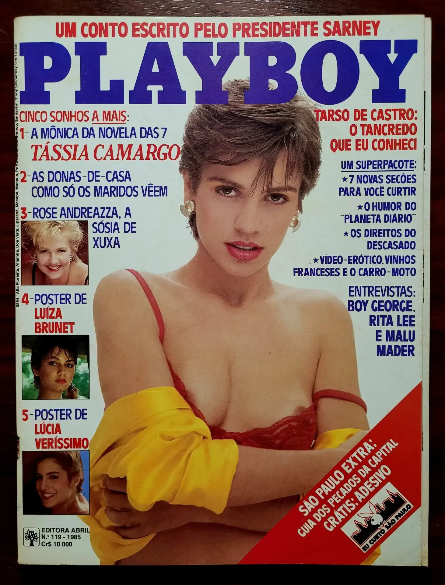 | Casa do Colecionador Playboy Nº 119 | Junho/1985 | Tássia Camargo | Edição São Paulo | Pôster Duplo Presente | Ótimo Estado