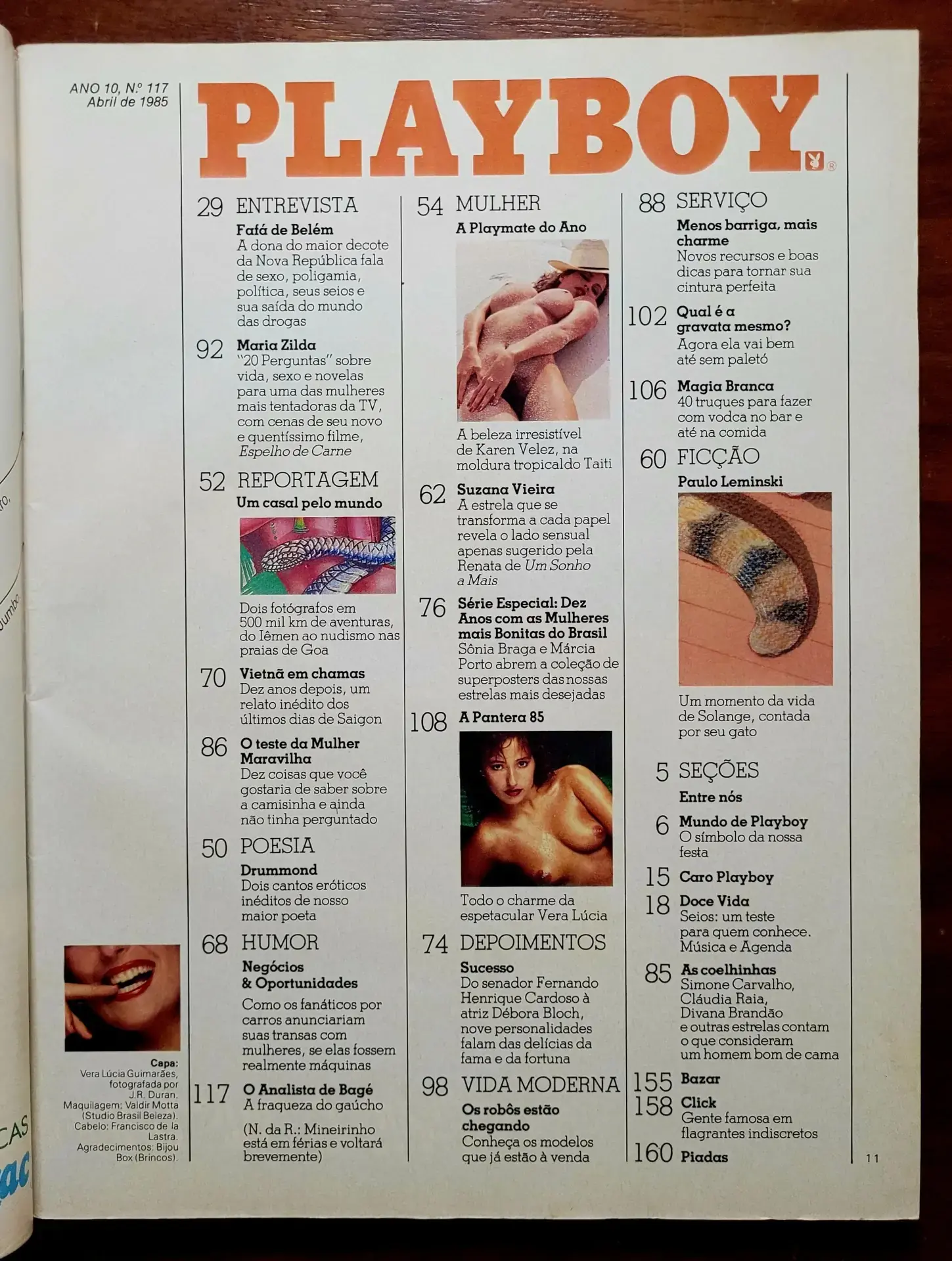| Casa do Colecionador Playboy Nº 117 | Abril/1985 | Vera Lúcia – Pantera 85 | Pôster Duplo Sônia Braga e Márcia Porto | Capa Desdobrável - Imagem 2