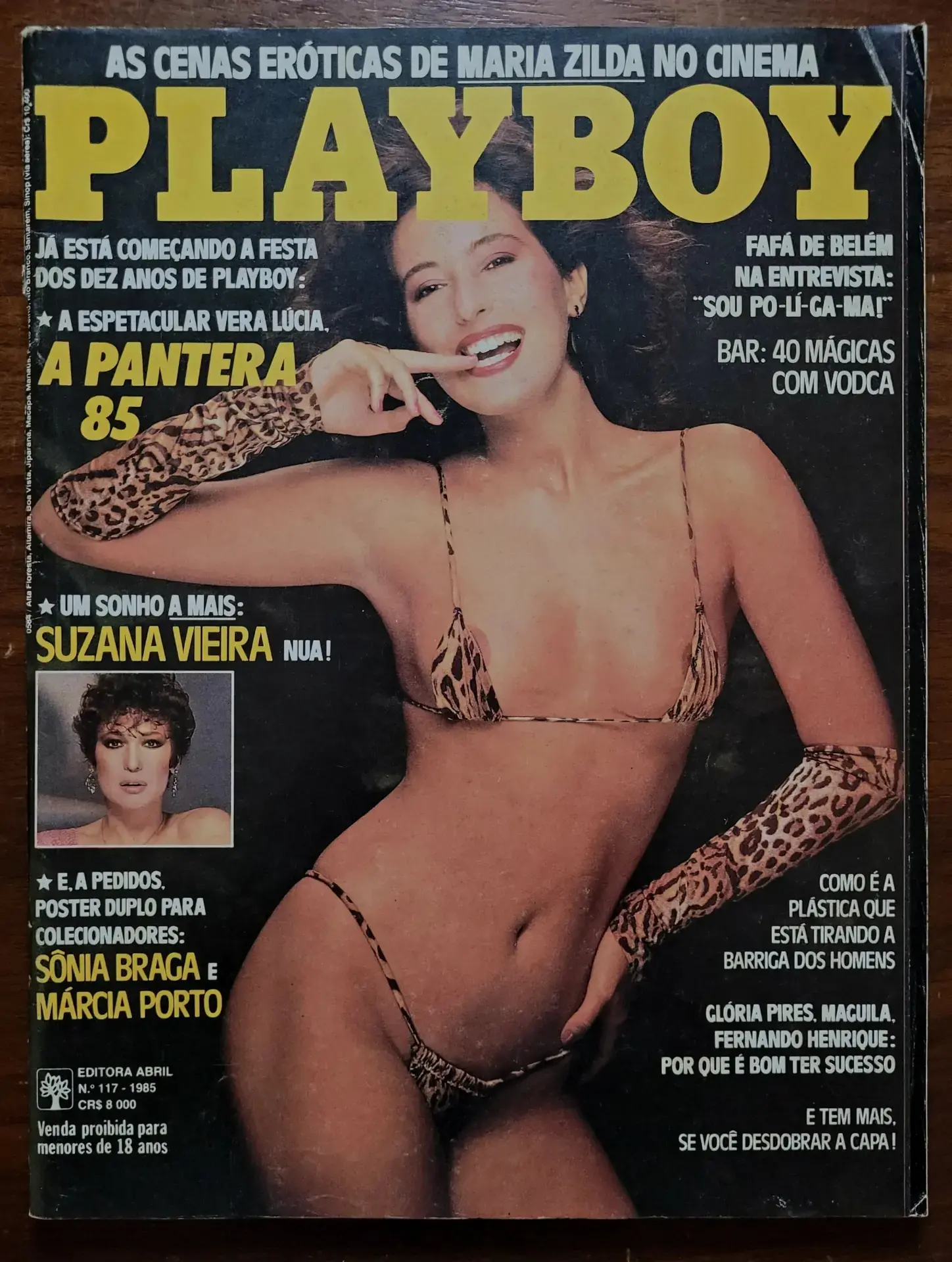 | Casa do Colecionador Playboy Nº 117 | Abril/1985 | Vera Lúcia – Pantera 85 | Pôster Duplo Sônia Braga e Márcia Porto | Capa Desdobrável - Imagem 2