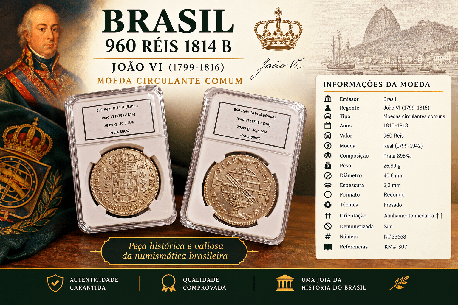 | Casa do Colecionador 960 Réis 1814(B) Sku 2391
