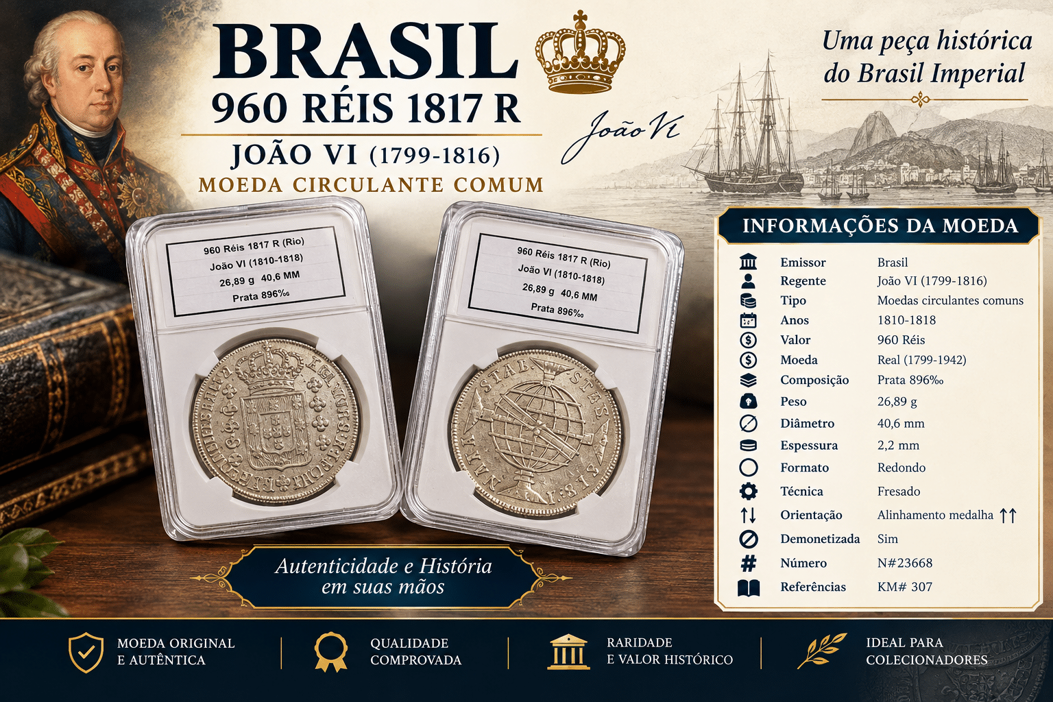| Casa do Colecionador 960 Réis 1817 (R) Sku 2394