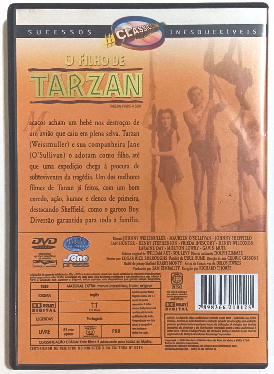 | Casa do Colecionador A Fuga De Tarzan, Com Johnny Weissmuller. Dvd