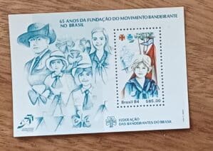 Bloco comemorativo Brasil 84. Movimento bandeirante no Brasil.