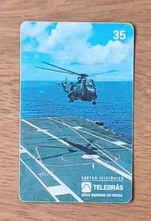 Cctb. Cartão telefone Brasil Telebrás 1995. Marinha do Brasil Helicóptero Super puma.