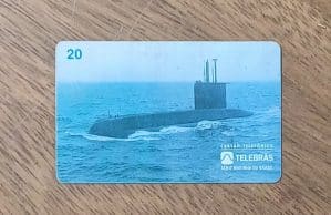 Cctb. Cartão telefone Brasil Telebrás 1995. Marinha do Brasil Submarino Tupi.