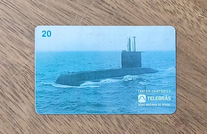 | Casa do Colecionador Cctb. Cartão telefone Brasil Telebrás 1995. Marinha do Brasil Submarino Tupi.