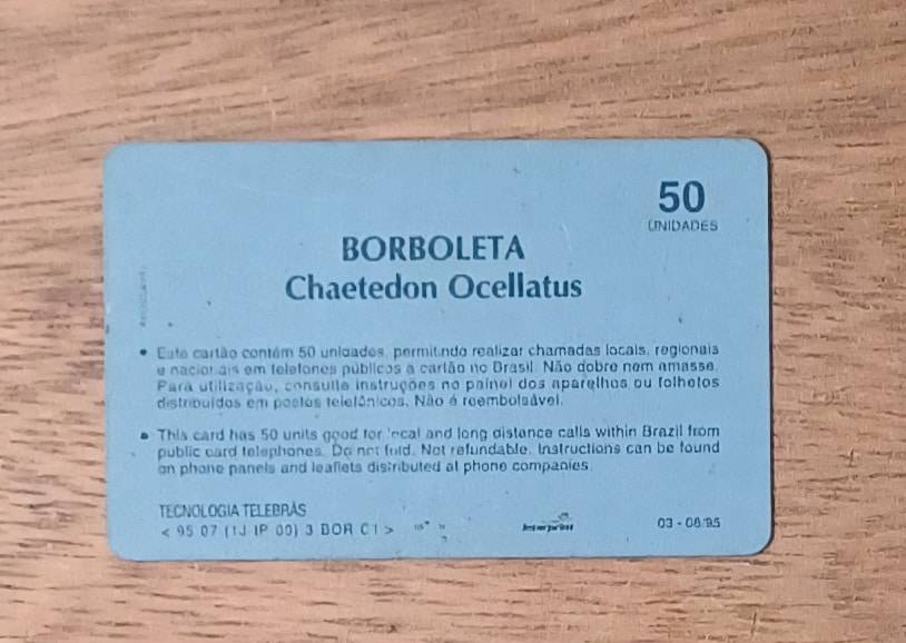 | Casa do Colecionador Cctb. Cartão telefone Brasil Telebrás 1995. Peixes Borboleta.