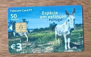 Ccte. Cartão telefone Portugal Telecom 2002. Fauna espécie em extinção Burro.