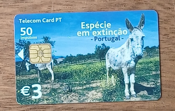 | Casa do Colecionador Ccte. Cartão telefone Portugal Telecom 2002. Fauna espécie em extinção Burro.