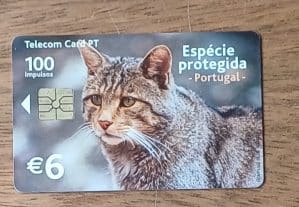 Ccte. Cartão telefone Portugal Telecom 2002. Fauna Espécie em extinção Gato bravo.