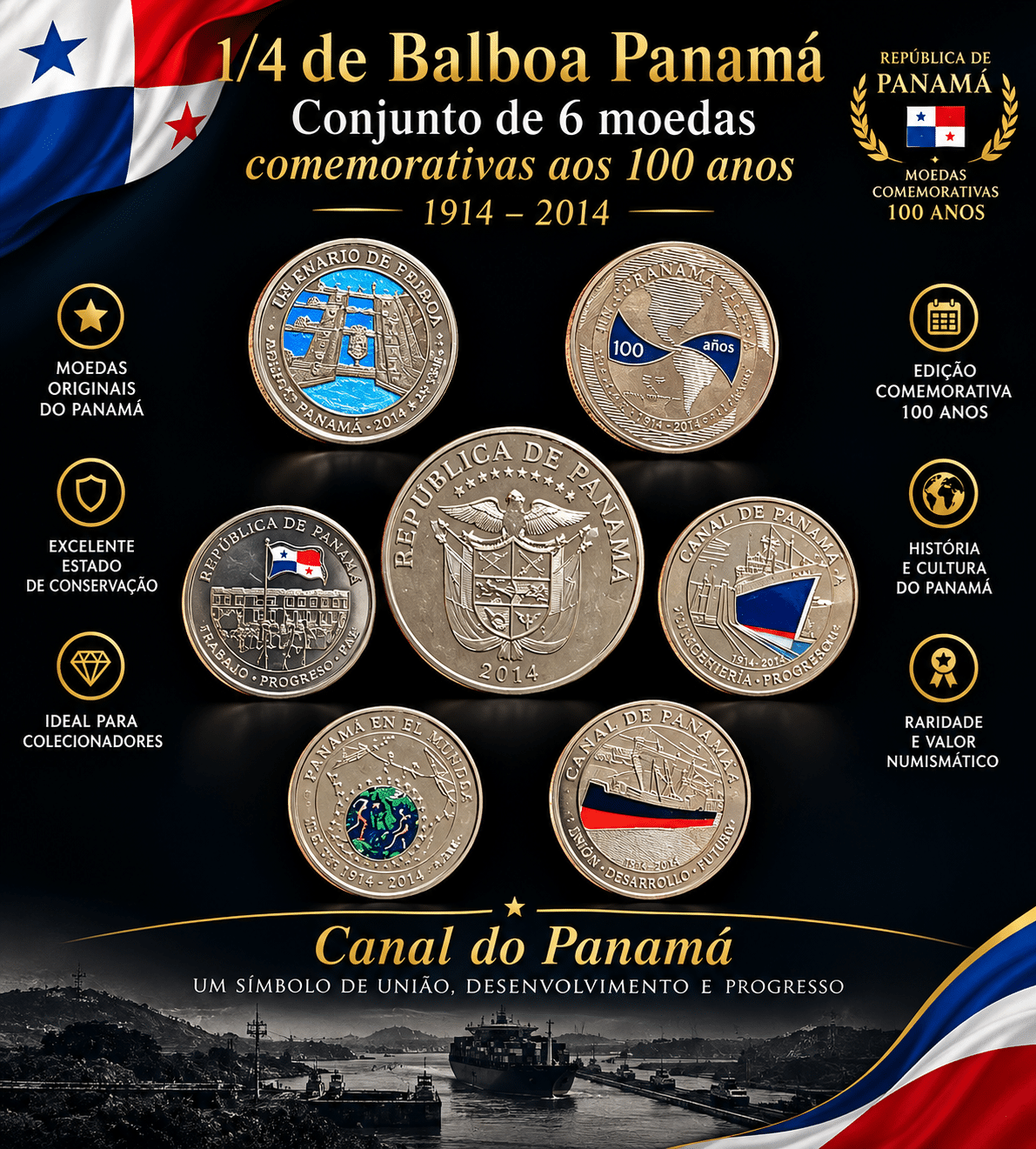 | Casa do Colecionador Conjunto de moedas do Panamá FC Sku 0229