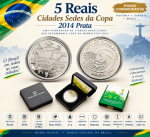 Estojo oficial do BCB com Moeda de 5 Reais em Prata Sku 2377