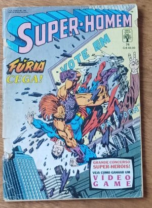 G19g. Gibi Super Homem 74 Abril 1990. Fúria cega Política de força.