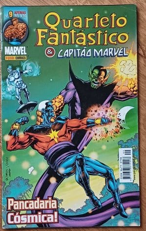 G25g. Gibi Quarteto fantástico e capitão marvel 9. Panini 2003. Pancadaria.