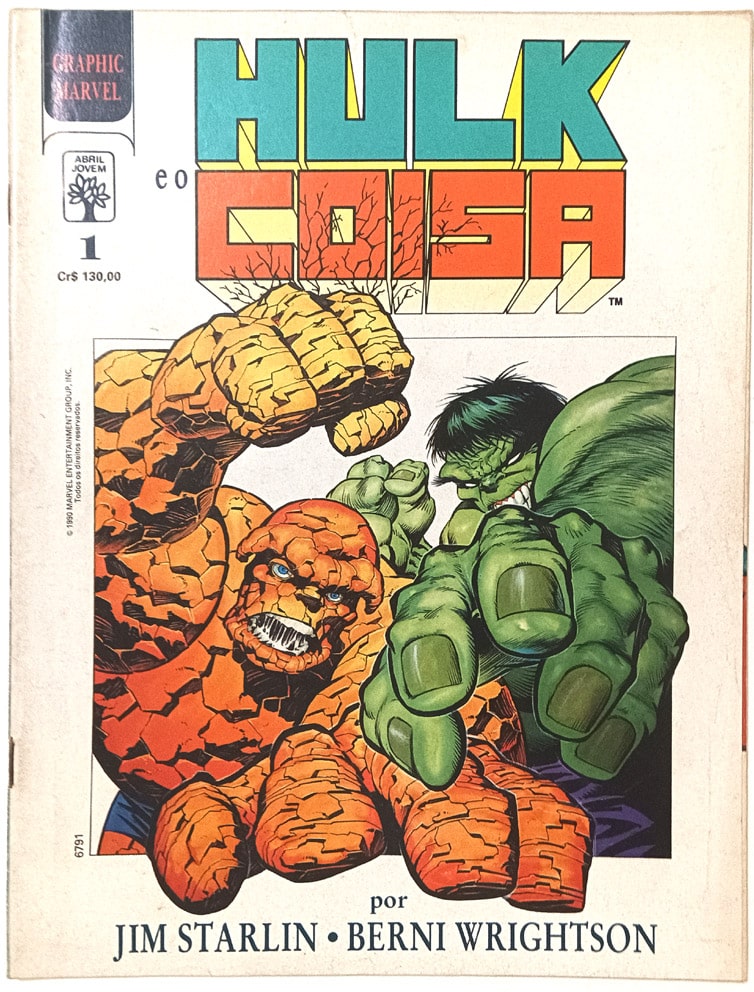 | Casa do Colecionador Graphic Marvel n° 1, Hulk e o Coisa: A grande mudança. Abril – 1990. HQ/Gibi raro.