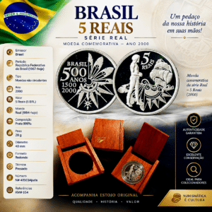Lindo estojo com moeda de 5 Reais em Prata Sku 2376