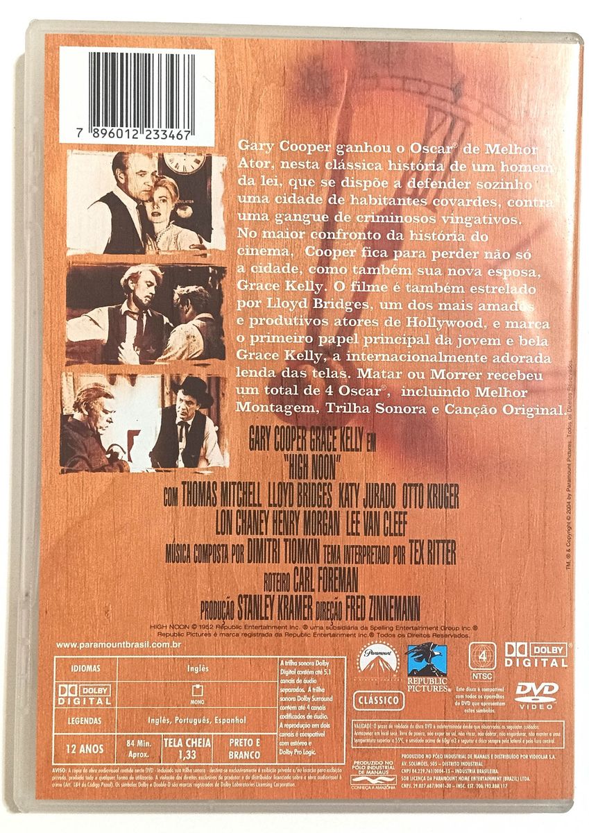 | Casa do Colecionador Matar Ou Morrer. Western Clássico. Gary Cooper E Grace Kelly. DVD