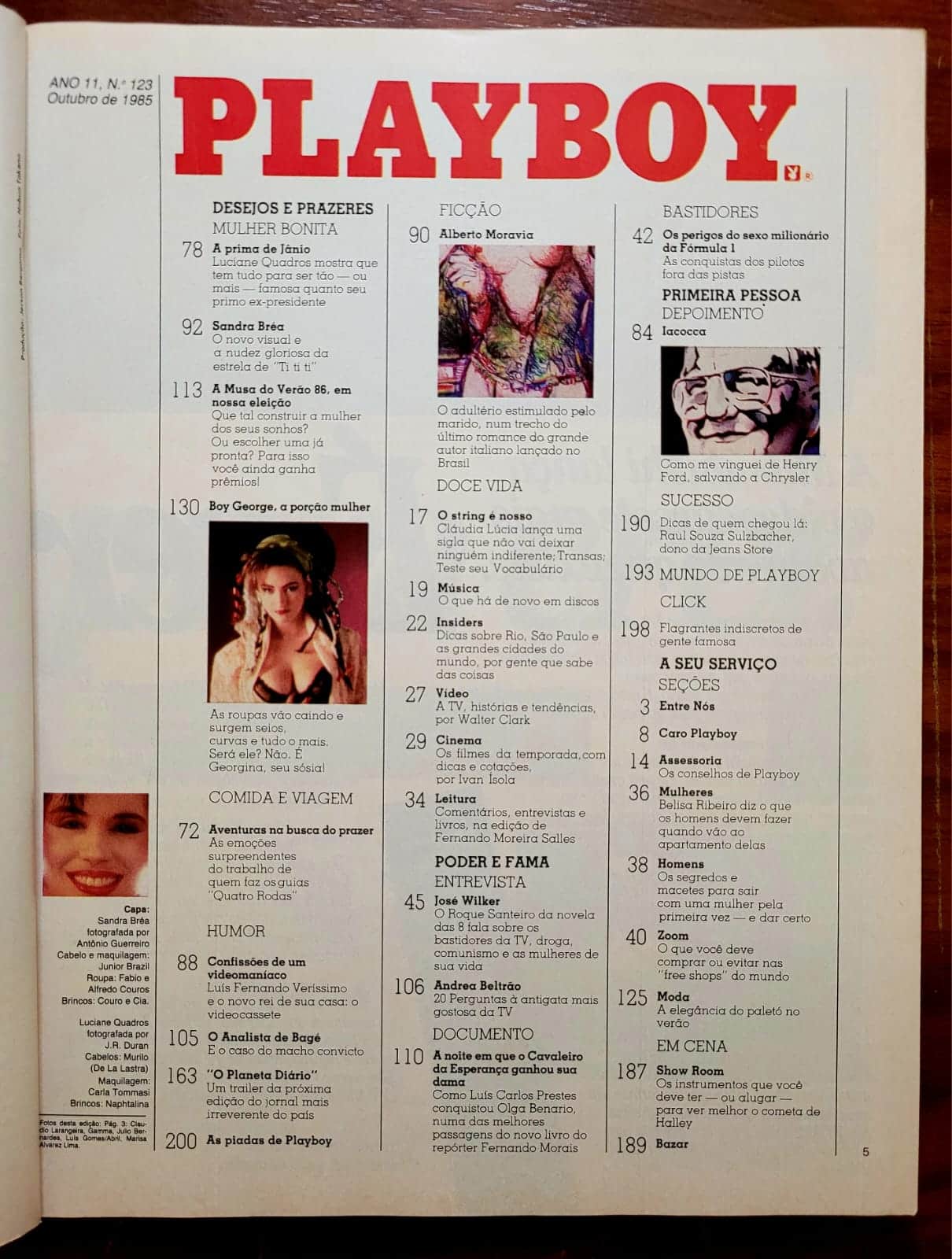 | Casa do Colecionador Playboy Nº 123 | Outubro/1985 | Luciane Quadros – A Prima de Jânio | Variante de Capa | Estado Bom
