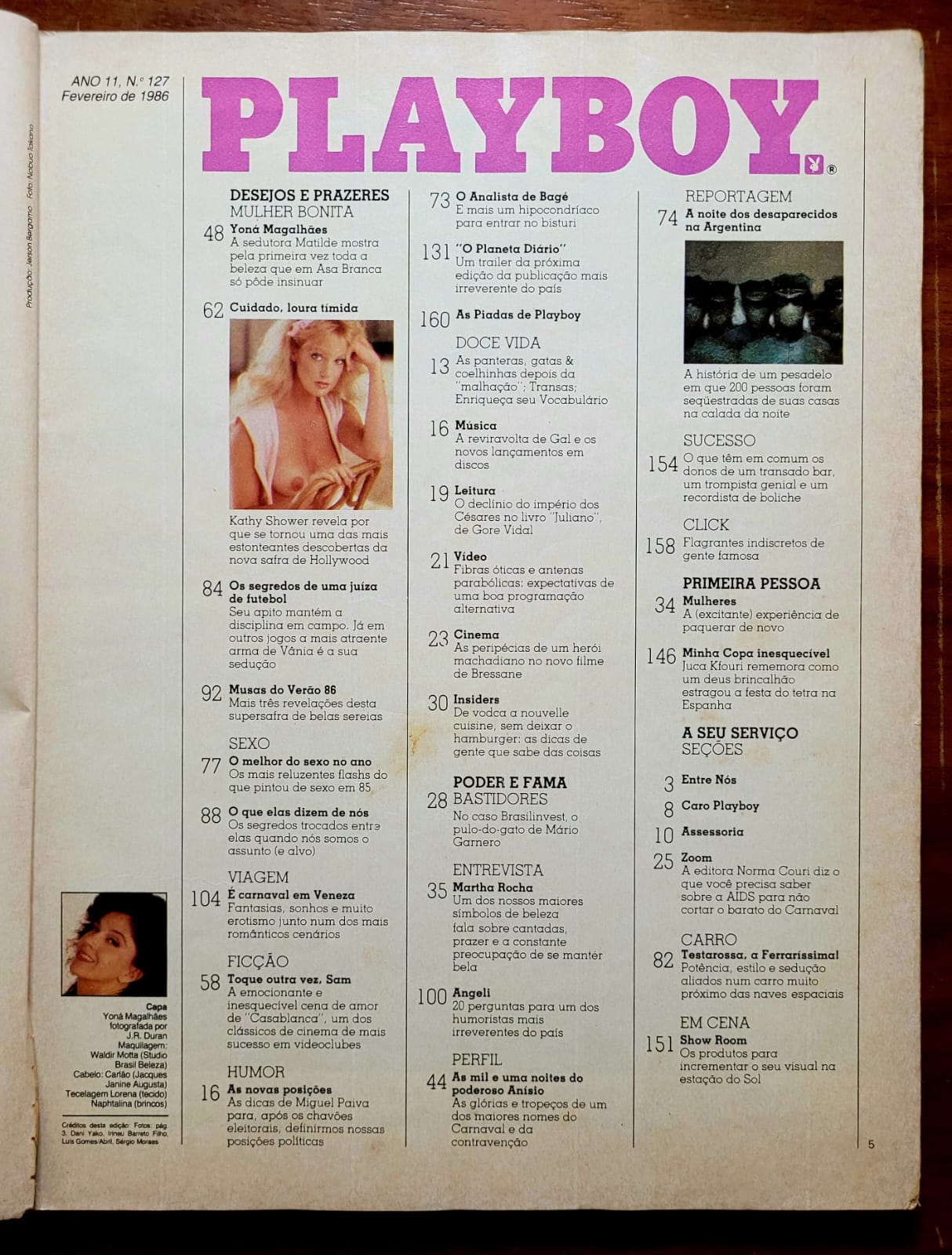 | Casa do Colecionador Playboy Nº 127 | Fevereiro/1986 | Yoná Magalhães | Sem Pôster | Estado Regular