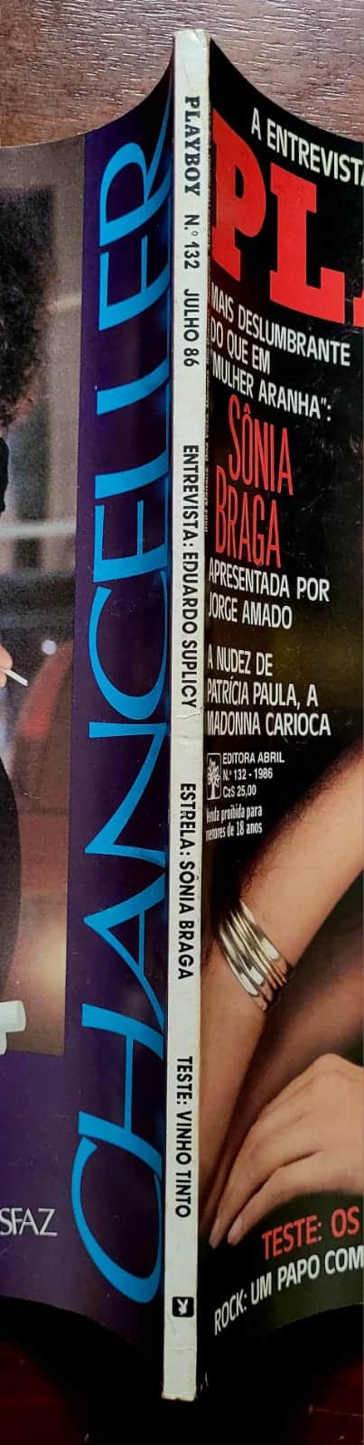 | Casa do Colecionador Playboy Nº 132 | Julho/1986 | Sônia Braga | Capa Desdobrável | Pôster Rebecca Ferratti Presente